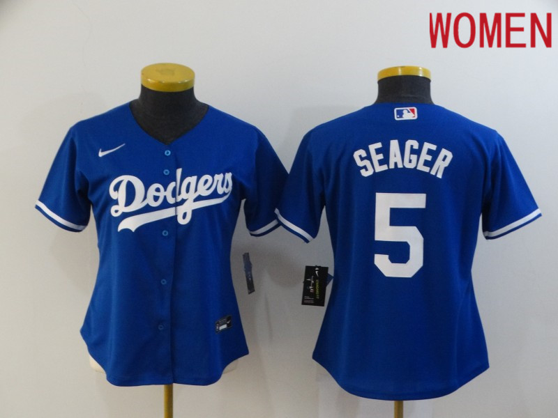 Women Los Angeles Dodgers #5 Seager Blue Game Nike MLB Jerseys->women mlb jersey->Women Jersey